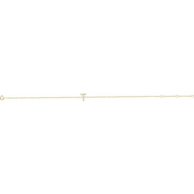 14K Yellow .05 CTW Diamond Initial T 6-7" Bracelet 2