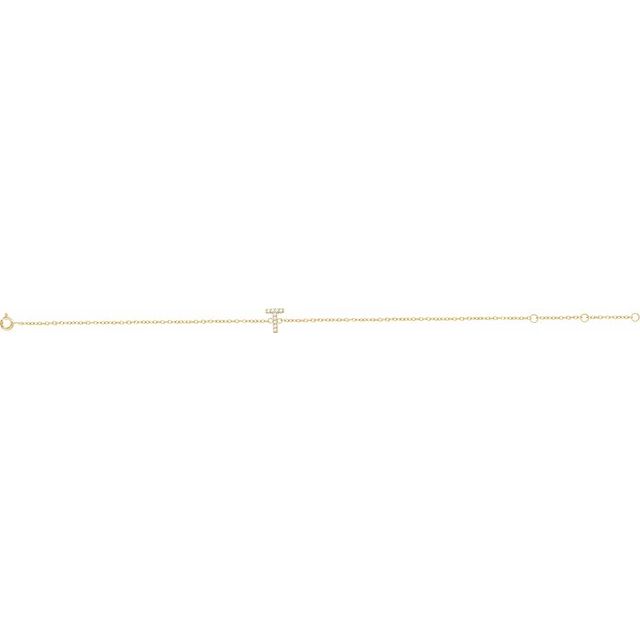 14K Yellow .05 CTW Diamond Initial T 6-7" Bracelet 2