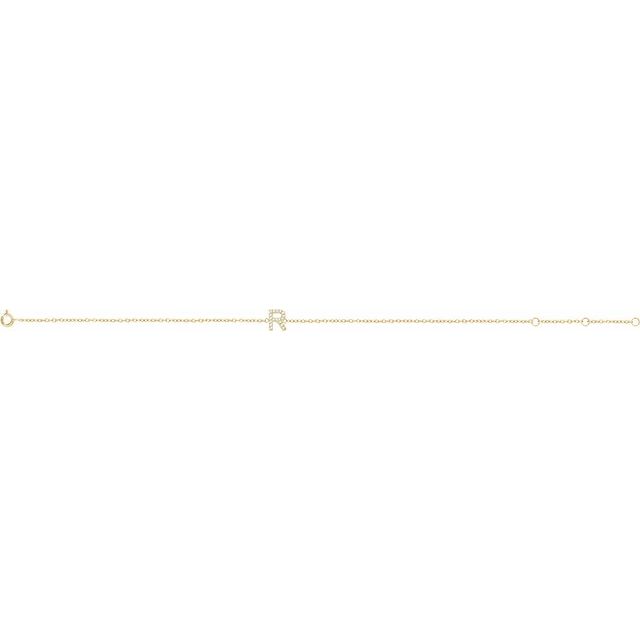 14K Yellow .06 CTW Diamond Initial R 6-7" Bracelet 2