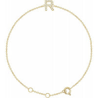 14K Yellow .06 CTW Diamond Initial R 6-7" Bracelet 1