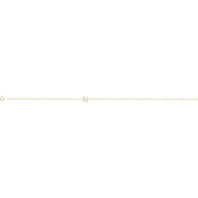 14K Yellow .06 CTW Diamond Initial N 6-7" Bracelet 2