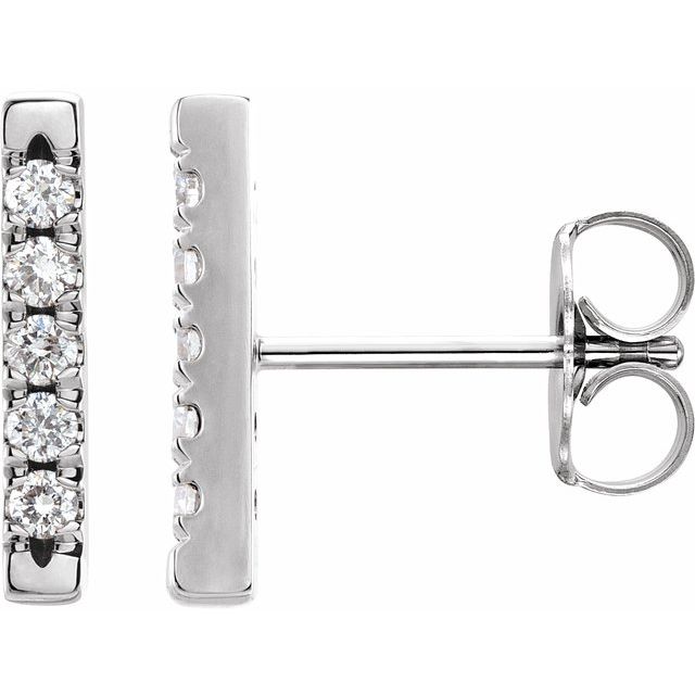 Platinum 1/8 CTW Diamond French-Set Bar Earrings 1