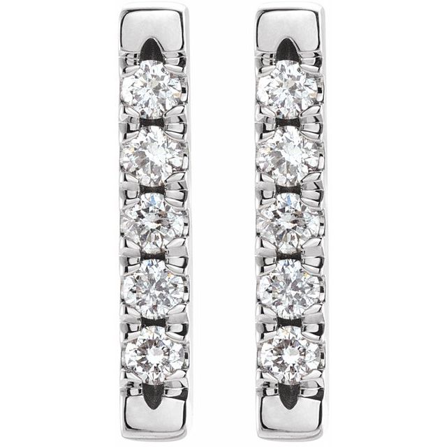 Platinum 1/8 CTW Diamond French-Set Bar Earrings 2