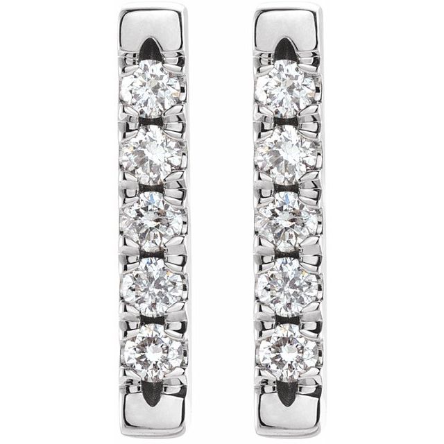 Platinum 1/8 CTW Diamond French-Set Bar Earrings 2
