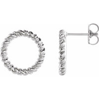 Sterling Silver 14.2 mm Circle Rope Earrings 1