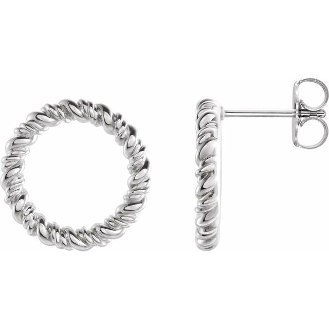 Sterling Silver 14.2 mm Circle Rope Earrings 1