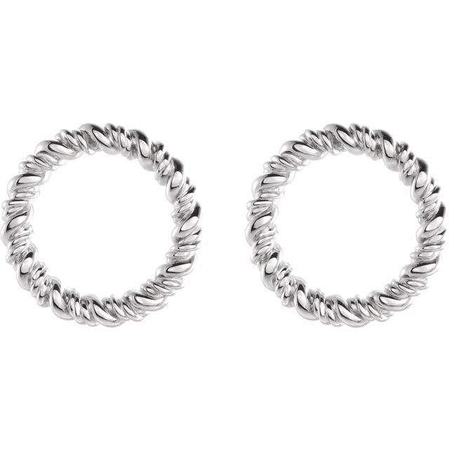 Sterling Silver 14.2 mm Circle Rope Earrings 2