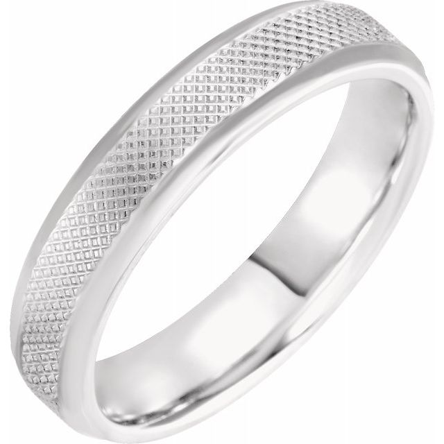Sterling Silver 5 mm Comfort-Fit Knurled Beveled Edge Band