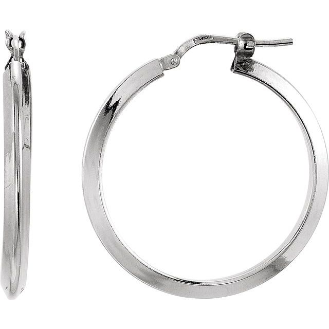Sterling Silver 24 mm Round Knife Edge Tube Style Hoop Earrings 1