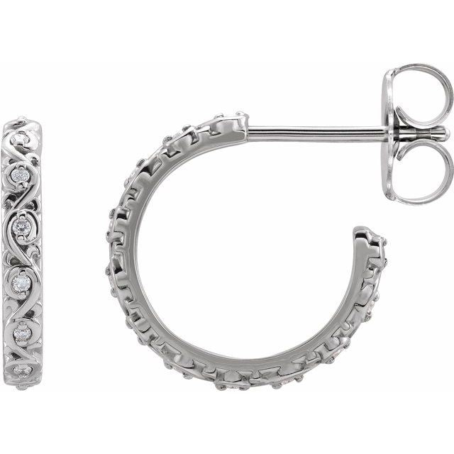 0.06 CTW .06 CTW Natural Diamond Sculptural Hoop Earrings