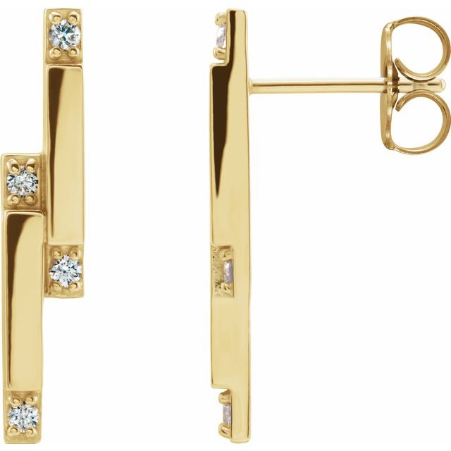 14K Yellow 1/10 CTW Diamond Bar Earrings 1