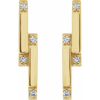 14K Yellow 1/10 CTW Diamond Bar Earrings 2