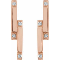 14K Rose 1/10 CTW Diamond Bar Earrings 2