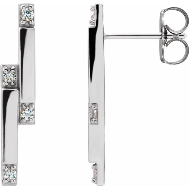 Platinum 1/10 CTW Diamond Bar Earrings 1