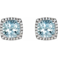 14K White Aquamarine & 1/8 CTW Diamond Earrings 2