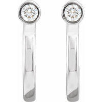 14K White .06 CTW Diamond Bezel-Set Hoop Earrings 2