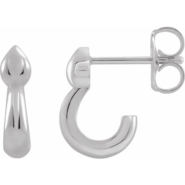 Sterling Silver 10.9x7.7 mm J-Hoop Earrings 1