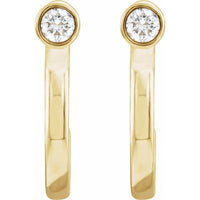 14K Yellow 1/8 CTW Diamond Bezel-Set Hoop Earrings 2
