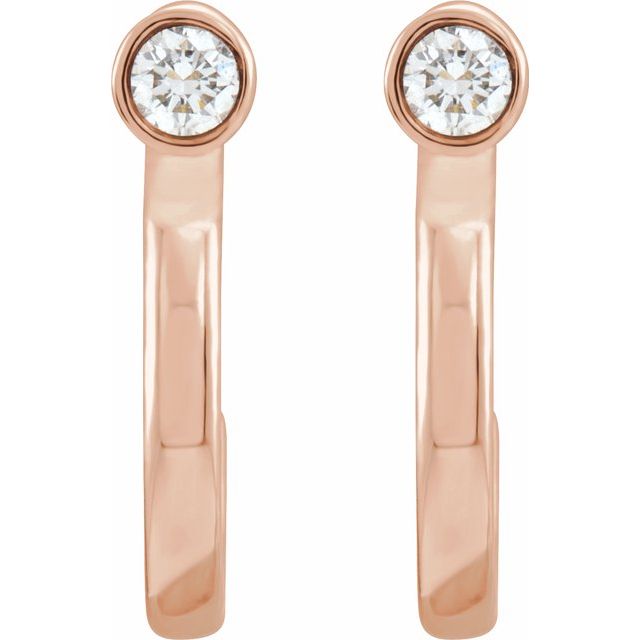14K Rose .06 CTW Diamond Bezel-Set Hoop Earrings 2