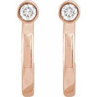14K Rose .06 CTW Diamond Bezel-Set Hoop Earrings 2