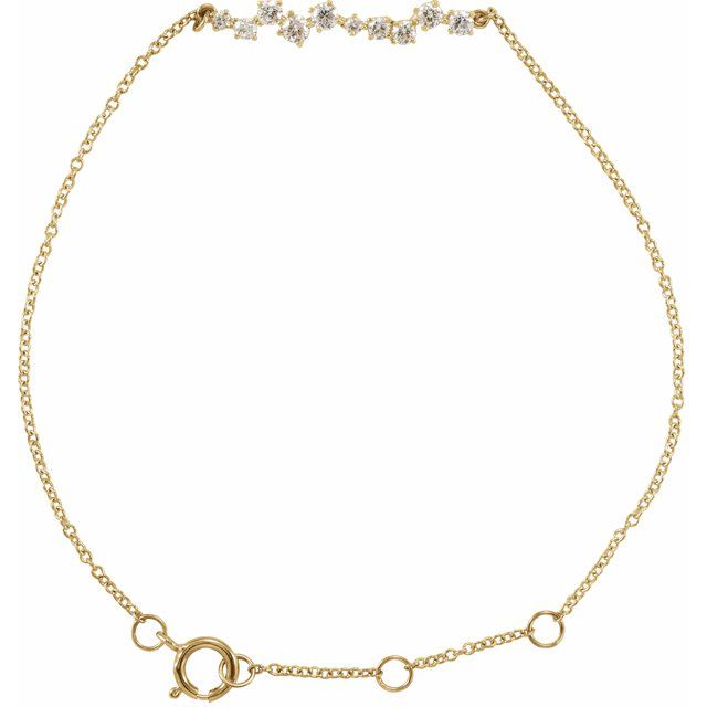 14K Yellow 1/3 CTW Diamond Bar 7" Bracelet 1