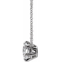 14K White Gold 1/2 CT Natural Diamond Solitaire 18" Necklace