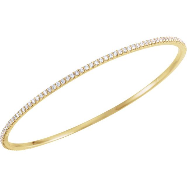 14K Yellow Gold 2 CTW Lab-Grown Diamond Stackable Bangle 8" Bracelet