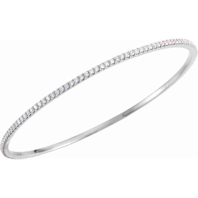 14K White 2 CTW Diamond Stackable Bangle 8" Bracelet 2