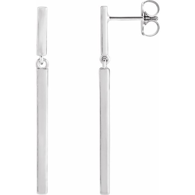 Sterling Silver 25.9x1.8 mm Articulated Bar Earrings 1