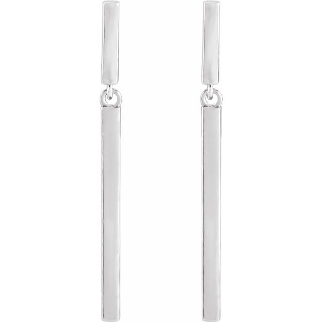 Sterling Silver 25.9x1.8 mm Articulated Bar Earrings 2