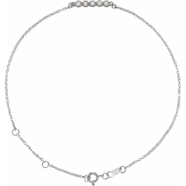 14K White.07 CTW Diamond Bar 6 1/2-7 1/2" Bracelet 1