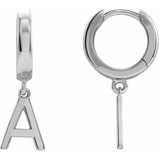 Sterling Silver Single Initial A Earring 1