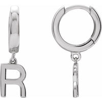 Sterling Silver Single Initial R Earring 1