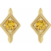 14K Yellow Sapphire Geometric Hoop Earrings 2