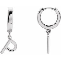 Sterling Silver Single Initial P Earring 1