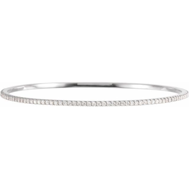 14K White 2 CTW Diamond Stackable Bangle 8" Bracelet 1