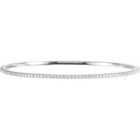 14K White 2 CTW Diamond Stackable Bangle 8" Bracelet 1