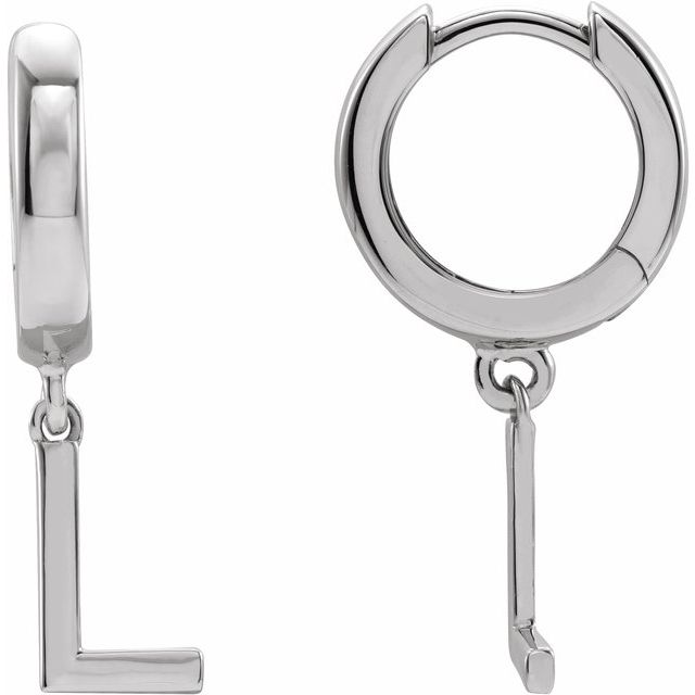 Sterling Silver Single Initial L Earring 1