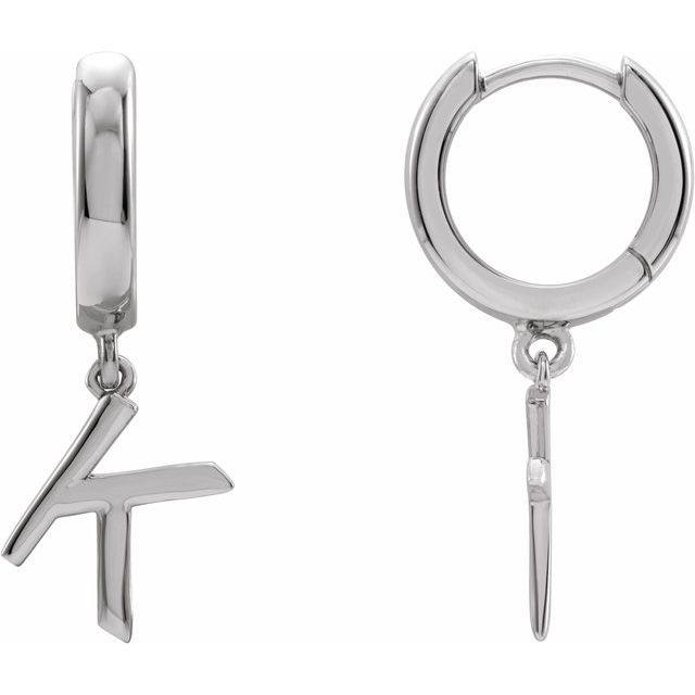 Sterling Silver Single Initial K Earring 1