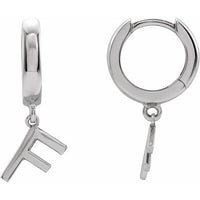 Sterling Silver Single Initial F Earring 1