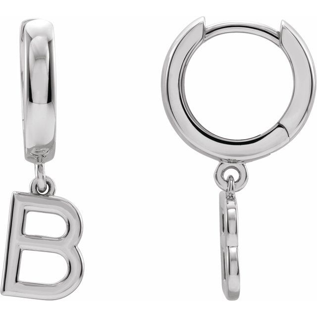 Sterling Silver Single Initial B Earring 1