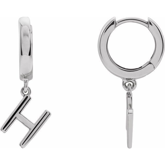 Sterling Silver Single Initial H Earring 1