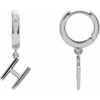 Sterling Silver Single Initial H Earring 1