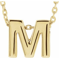14K Yellow Gold Initial M Slide Pendant 16-18" Necklace