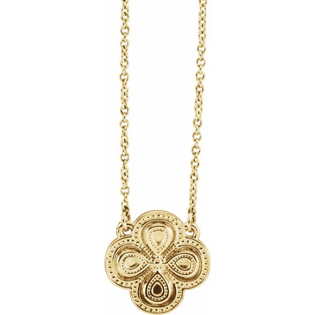 14K Yellow 18" Clover Necklace 1