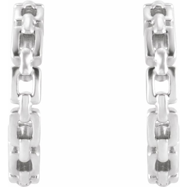 14K White Gold 10.23 mm Chain Link Huggie Earrings