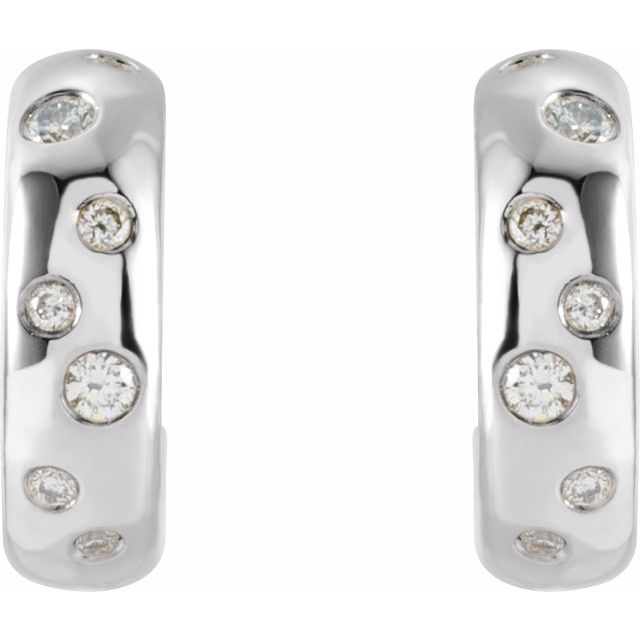 Platinum 1/8 CTW Diamond Hoop Earrings 2