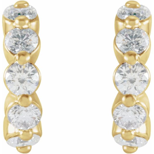 14K Yellow 3/8 CTW Diamond Hoop Earrings 2