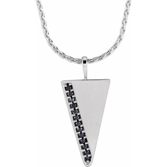 Sterling Silver 1/5 CTW Black Diamond Triangle 24" Necklace 1
