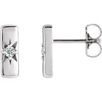 14K White Gold .07 CTW Lab-Grown Diamond Starburst Bar Earrings